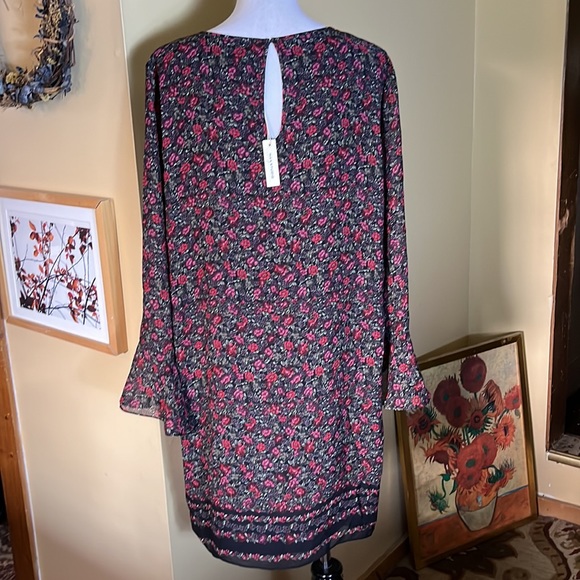 MAX STUDIO Size XL Dark Floral Romantic Dress Pintuck Floral Overlay $138 NEW - Picture 7 of 16